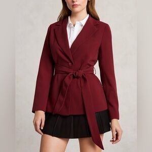 J. Crew Crepe Wrap Blazer Jacket in burgundy S
